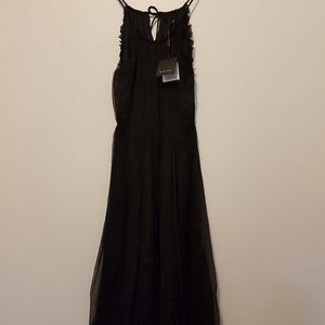 NWT black silk Massimo Dutti midi dress. Size 4.